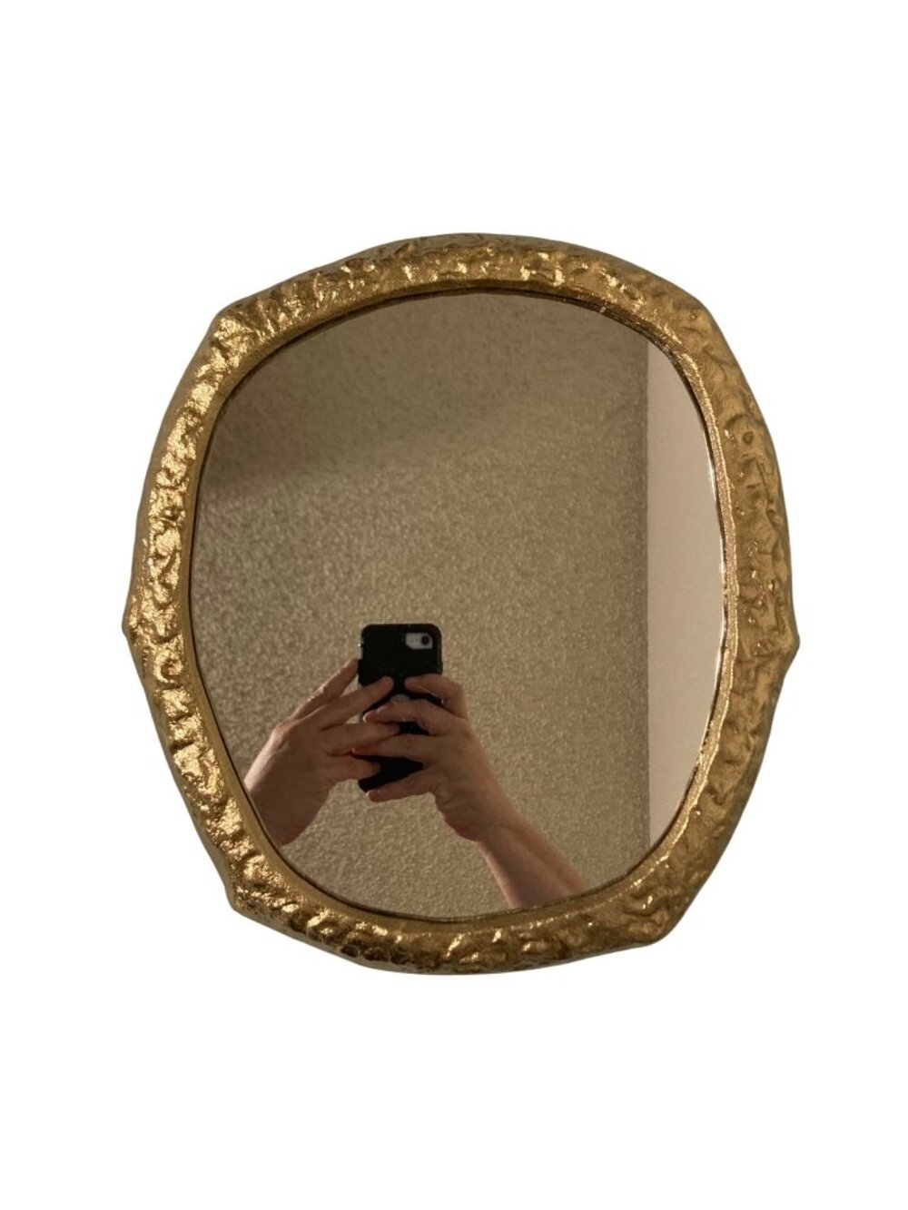 Gold-Tone Metal Oval Mirror With Decorative Frame